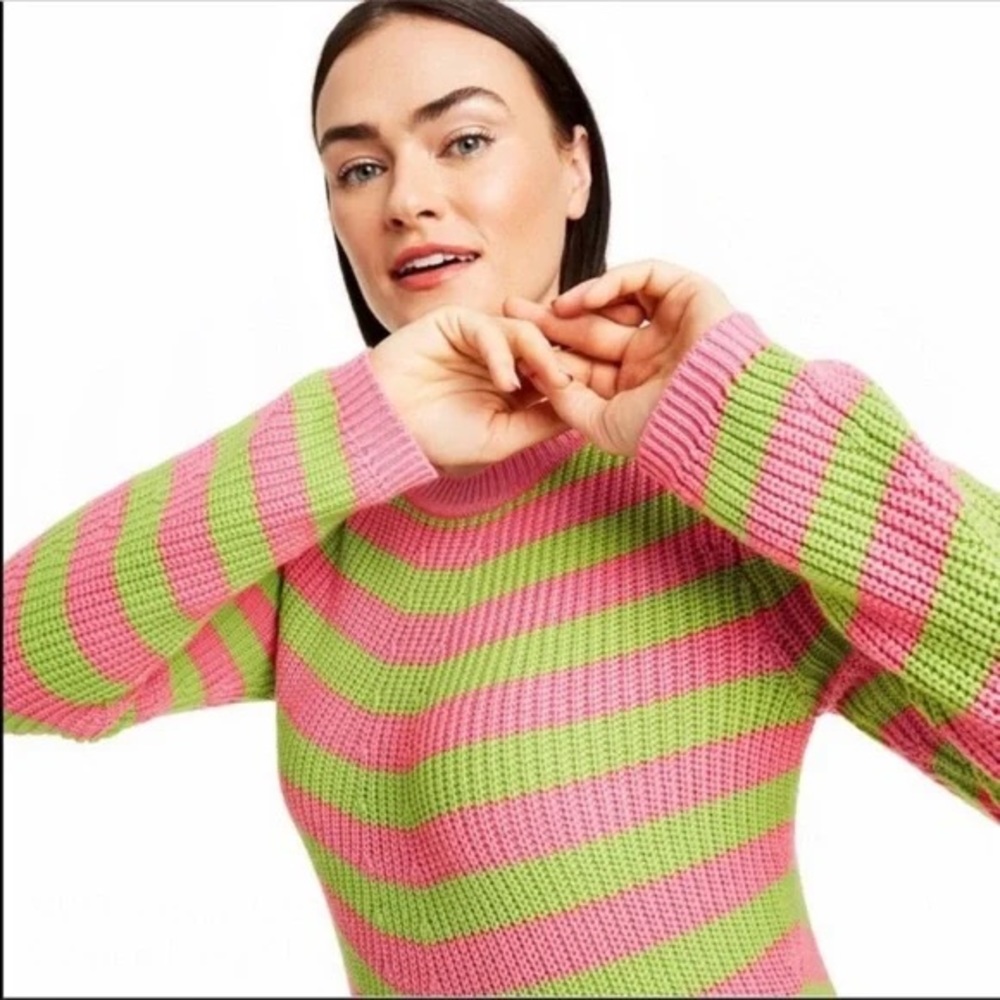 Victor Glemaud target pink lime green striped sweater dress - Picture 8 of 8